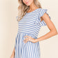 BOMBOM Striped Round Neck Blouse