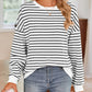 Lovelet Striped Round Neck Long Sleeve Sweatshirt