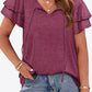 Tie-Neck Layered Flutter Sleeve Blouse