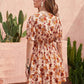 Floral V-Neck Flounce Sleeve Ruffle Hem Dress