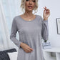 Spliced Lace Contrast Round Neck Top