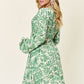 Double Take Full Size Printed Ruched Balloon Sleeve Dress