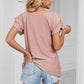 Eyelet Layered Flutter Sleeve V-Neck Knit Top