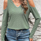 Full Size Eyelet V-Neck Cold Shoulder T-Shirt