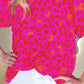Leopard Round Neck Short Sleeve Blouse