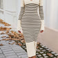 Striped V-Neck Long Sleeve Sweater Dress