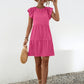 Ruffled Round Neck Cap Sleeve Mini Dress