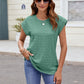 Textured Round Neck Cap Sleeve T-Shirt