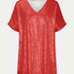 Full Size Sequin V-Neck Short Sleeve Top