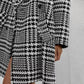 Houndstooth Collared Neck Long Sleeve Coat