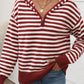 Perfee Striped Long Sleeve Hooded Sweater