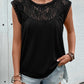 Lace Round Neck Cap Sleeve T-Shirt