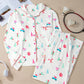 Christmas Printed Collared Neck Top and Pants Lounge Set