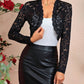 Lace Open Front Long Sleeve Cover Up