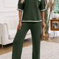 Devine Contrast Trim Half Sleeve Top and Pants Set
