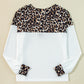 Waffle-Knit Leopard V-Neck Long Sleeve Blouse