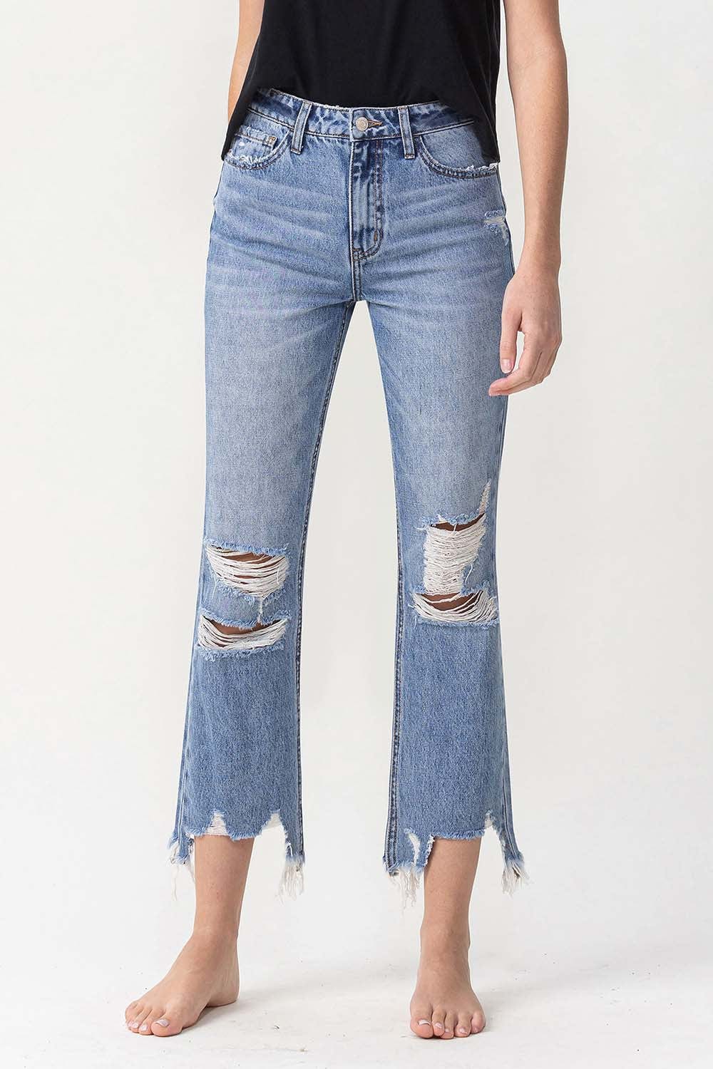 Lovervet High Rise Distressed Straight Jeans *