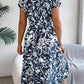 Printed V-Neck Short Sleeve Dress
