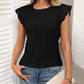 Lace Detail Round Neck Cap Sleeve Top