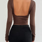 Backless Round Neck Long Sleeve T-Shirt
