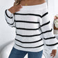 Striped Off-Shoulder Long Sleeve Sweater