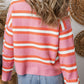 Striped Button Down Long Sleeve Cardigan