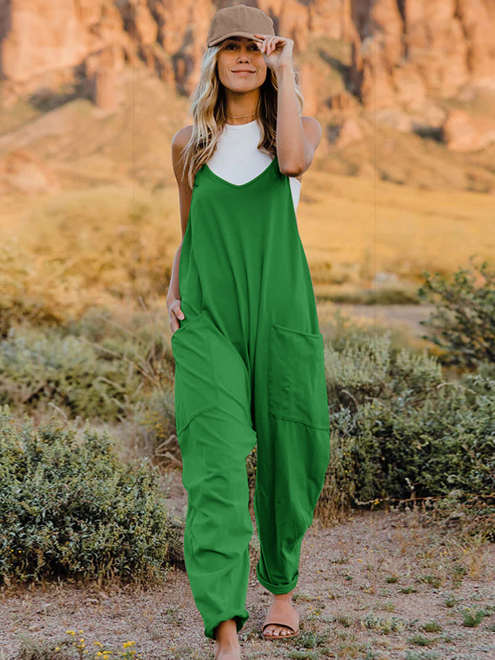 Double Take Full Size Sleeveless V-Neck Pocketed Jumpsuit *