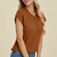 Double Take Full Size Cable-Knit Round Neck Cap Sleeve Sweater