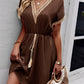 Devine Contrast Trim V-Neck Short Sleeve Mini Dress