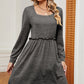 Frill Square Neck Long Sleeve Dress