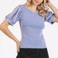 Mittoshop Mineral Wash Puff Sleeve Rib Knit T-Shirt