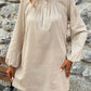 Half Button Mock Neck Long Sleeve Mini Shirt Dress