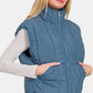 Zenana Zip Up Cropped Puffer Vest with Pockets- Brand Zenana