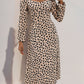 Tied Slit Printed Long Sleeve Midi Dress