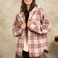 Drawstring Plaid Long Sleeve Hooded Jacket