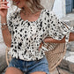 Tied Printed Boat Neck Blouse