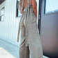 V-Neck Wide Leg Denim Jumpsuit