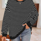 Lovelet Striped Round Neck Long Sleeve Sweatshirt