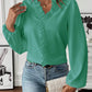 Ruffled V-Neck Long Sleeve Blouse