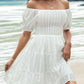 Smocked Eyelet Off-Shoulder Mini Dress