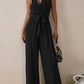 Tied Surplice Sleeveless Wide Leg Jumpsuit