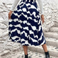 Pleated Printed Elastic Waist Skirt