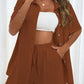 Button Up Half Sleeve Top and Shorts Set