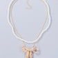 Synthetic Pearl Necklace, Bow Necklace and Bow Earrings Jewelry Set