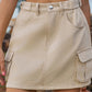 Full Size Adjustable Waist Denim Skirt with Pockets
