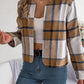 Plaid Open Front Long Sleeve Jacket