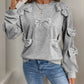 Perfee Bow Round Neck Long Sleeve Sweatshirt