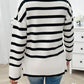 Devine Striped V-Neck Long Sleeve Knit Top
