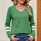 Striped V-Neck Long Sleeve T-Shirt