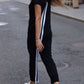 Striped Short Sleeve Hooded Jumpsuit